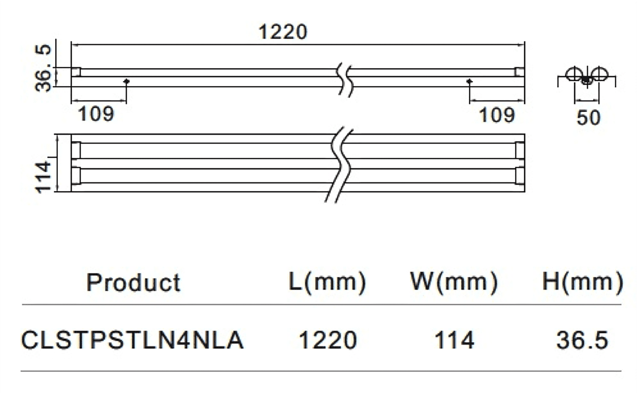 Serenity LED Lighting 4-ft LED Strip Retrofit Kit Spec Diagram for Efficient & Cost-Saving Solution